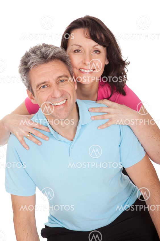 Active mature couple doing fitness