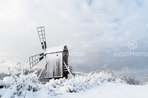 Old windmill in winter season