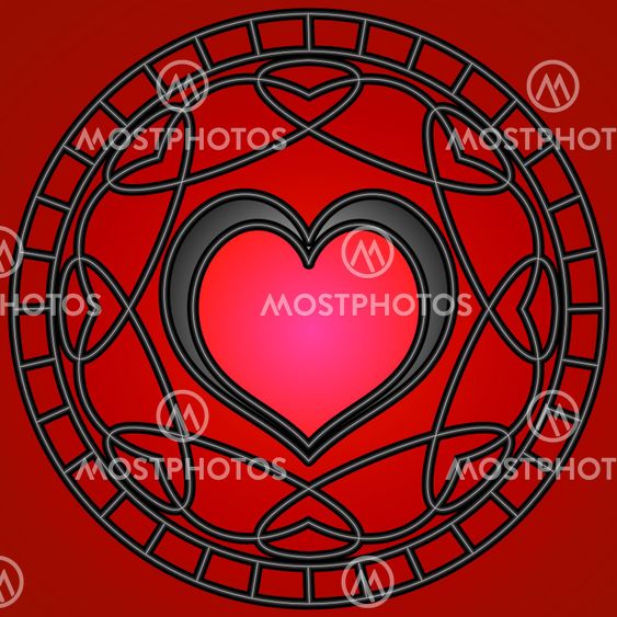 Black/Red Hearts & Swirls