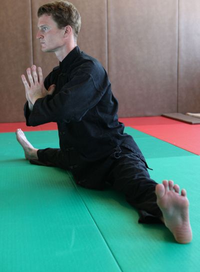 Man practicing martial arts moves
