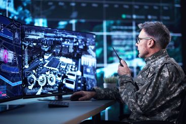 Air Reconnaissance Technology On Computer. World Map Data