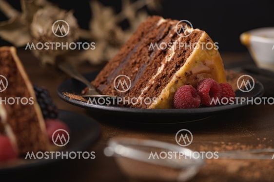 Delicious caramel cake slice