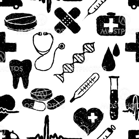doodle medical seamless pattern
