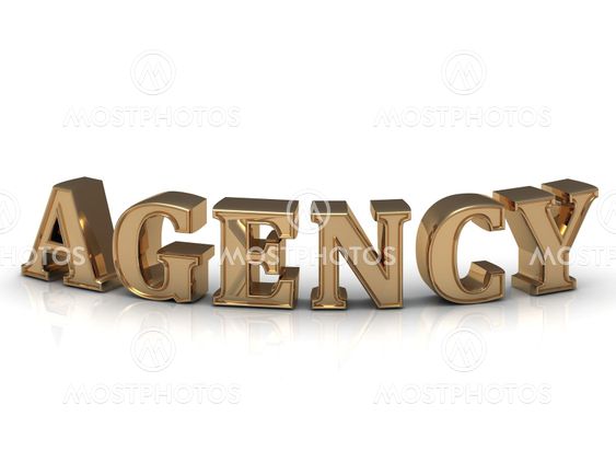 AGENCY - inscription of bright gold letters