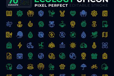 Ecology dark color ui icons set