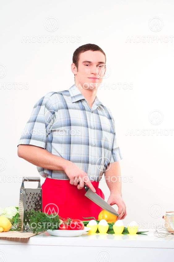 portrait of a young man, make meal