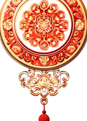 Golden chinese new year decoration hanging with red tassel