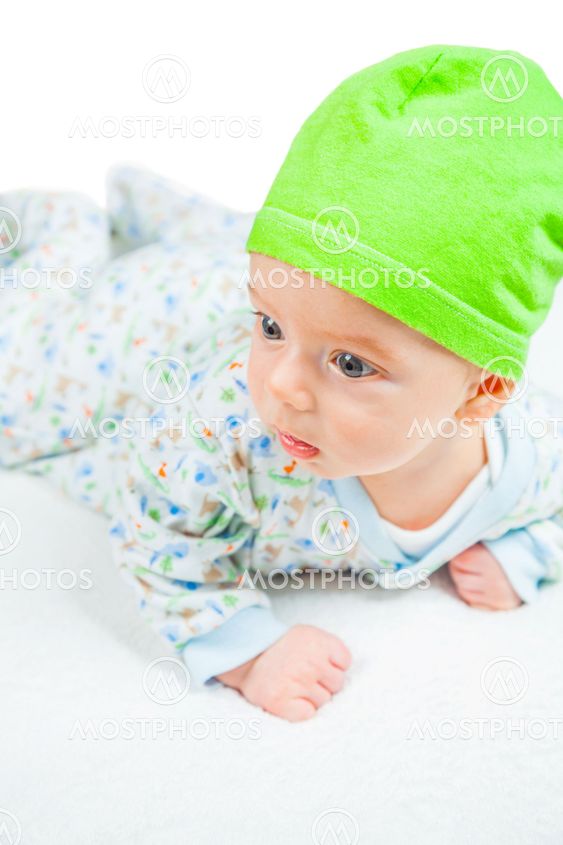 Baby boy over white