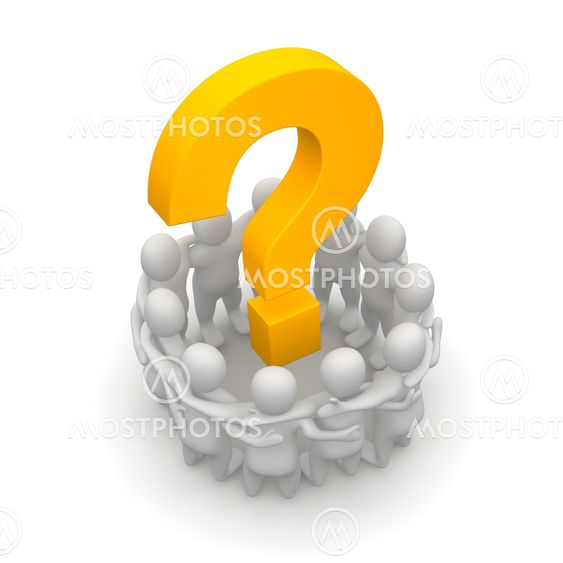 Group of people and question mark