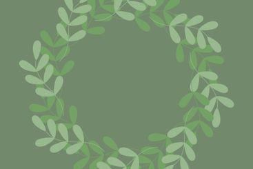 Hand drawn Spring twigs in trendy soft green Circle...