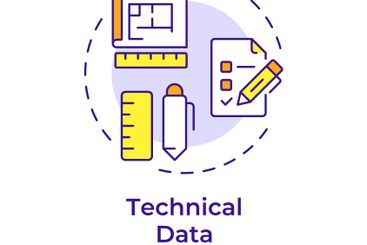 Technical data multi color concept icon