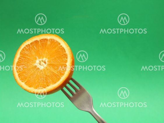 orange on fork