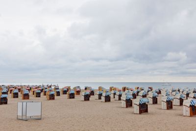 Hooded beach chairs (strandkorb) at the Baltic seacoast