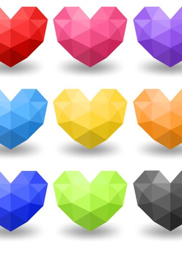 Set of different colour of geometric heart