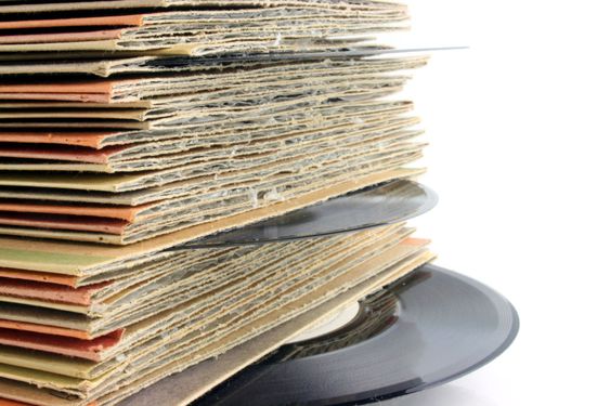 Close up of Old Vinyl Records DEEP DOF