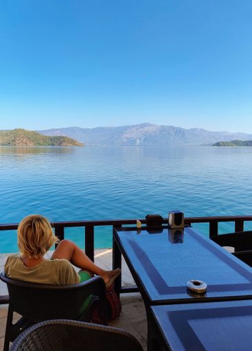 beautiful interior of a restaurant on the seashore