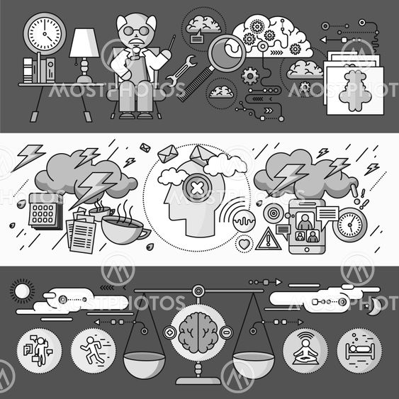 Diagnosis of Brain Psychology Flat Design