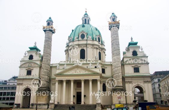 St. Charles Church - Karlskirche, Karlsplatz in Vienna,...