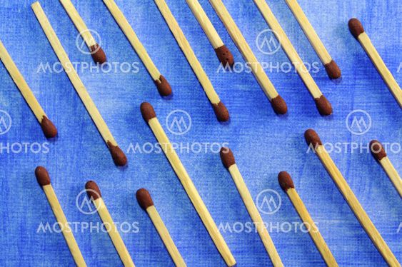Matches on blue
