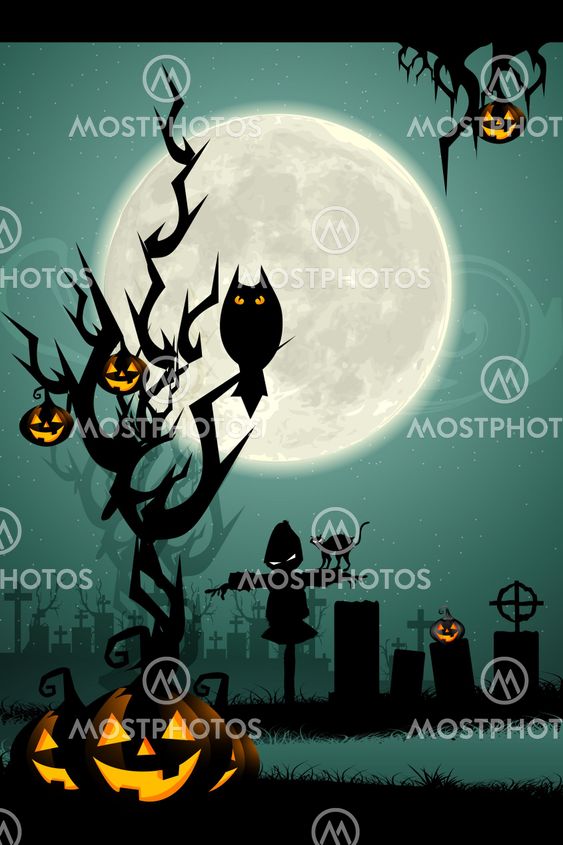 halloween night in graveyard