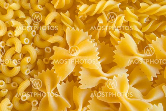 Various pasta samples close up