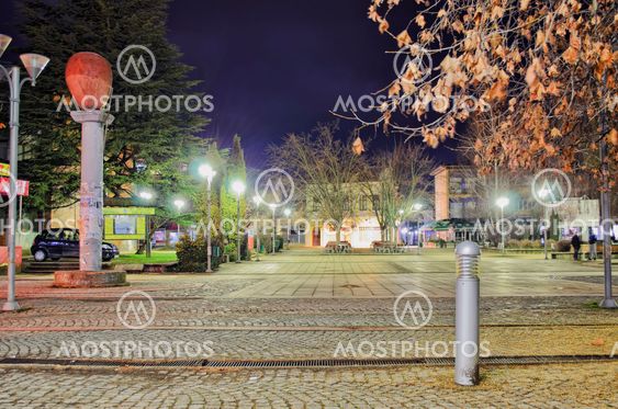 Night time in town Resen, Macedonia, Europe