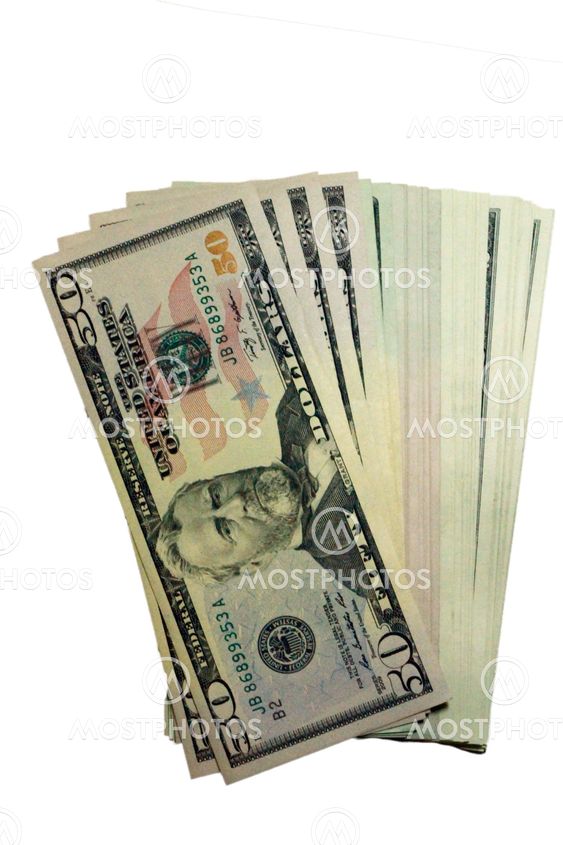 Fifty dollars isolate on the white background