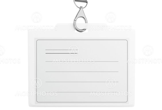 3d White plastic ID badge with lanyard