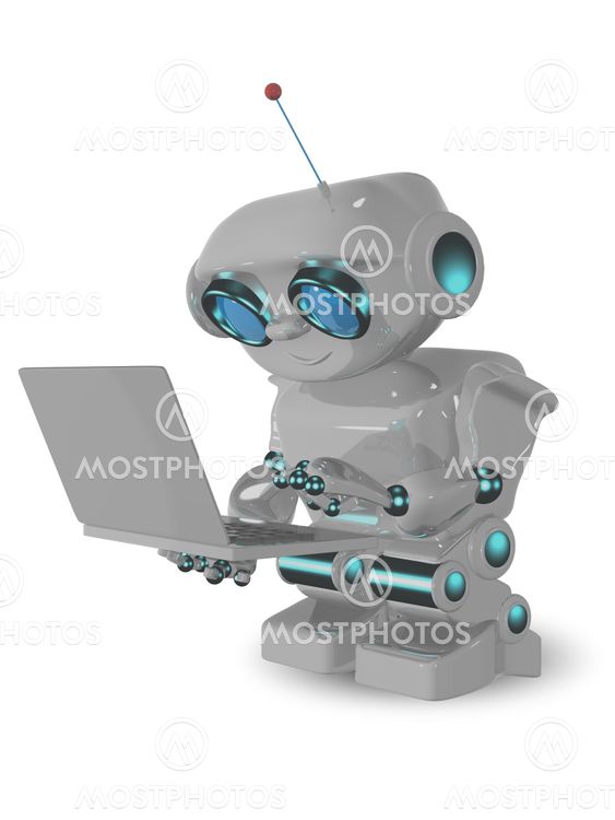 robot and laptop