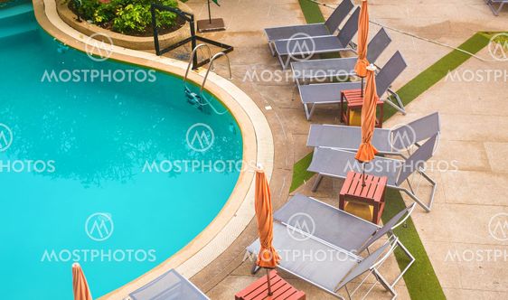 top view of beautiful swimming pool