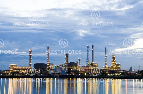 Oil refinery plant in the dawn.