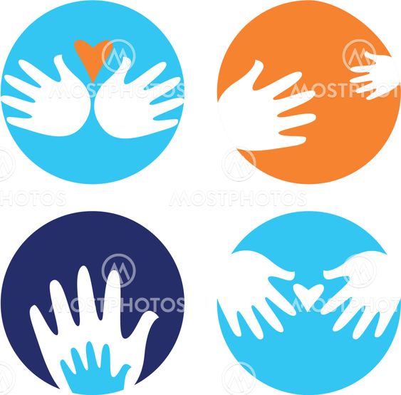 Helpful and carrying hands icons isolated on white