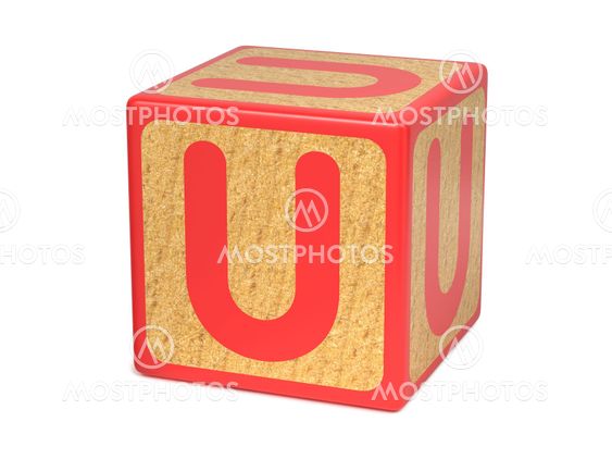 Letter U - Childrens Alphabet Block.