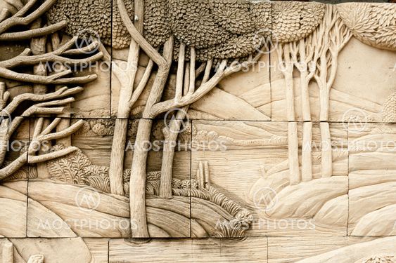 native molding art on wall in thai style
