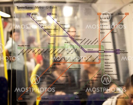 Stockholm metro map in wagon