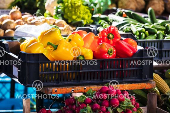 bell peppers on a street market