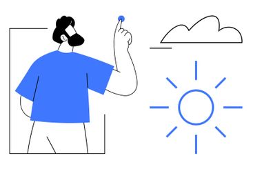 Man adjusting light with gesture under cloud and sun...