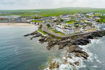 Aerial view of Kilkee, coastal town, popular as a...