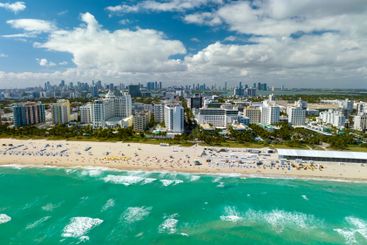 American southern seashore of Miami Beach city. Tourist...