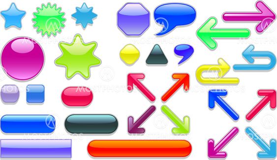 Collection of colored web buttons.