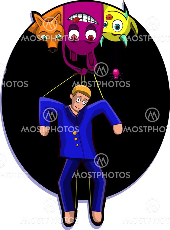A vector illustration of a marionette