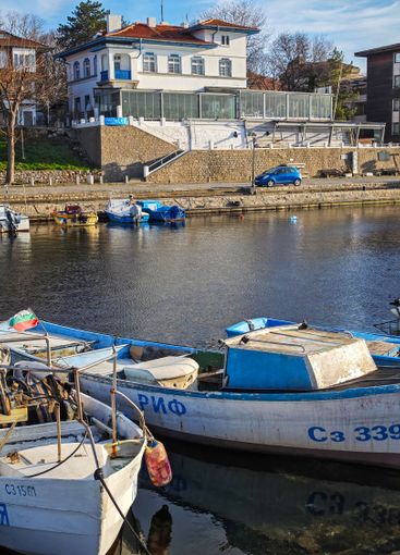 Sunset panorama of the port of Sozopol, Bulgaria