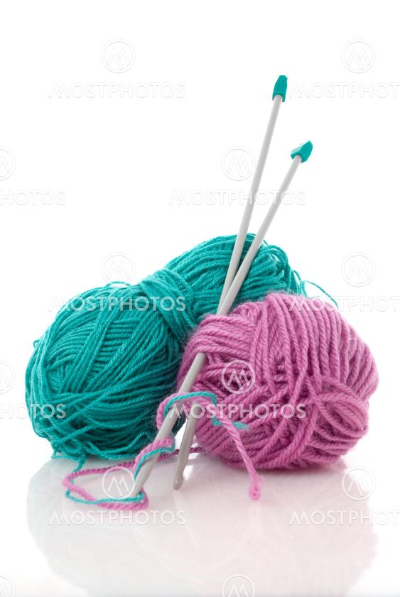 Blue and pink knitting wool