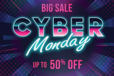 Retro futuristic cyber monday concept