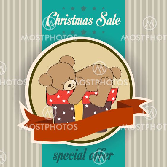 Christmas sale design with teddy bear