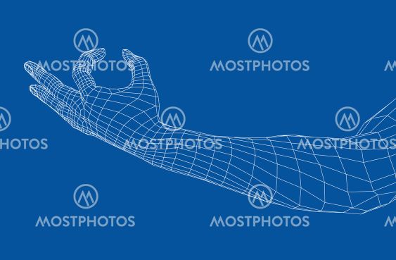 Hand hold some tiny or thin object. Vector