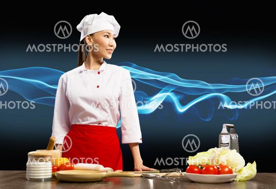 Asian female chef