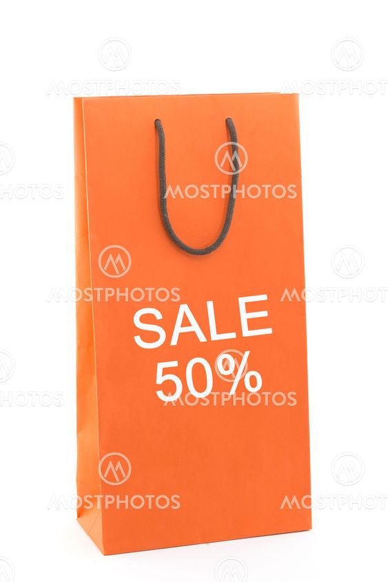 Orange shopping bag isolated on white background