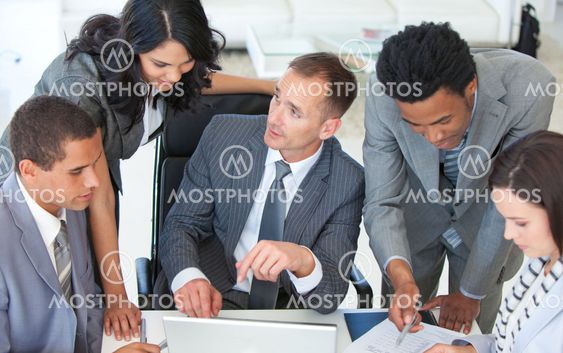 Businessteam working together in a business plan