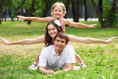 happy family having fun outdoors